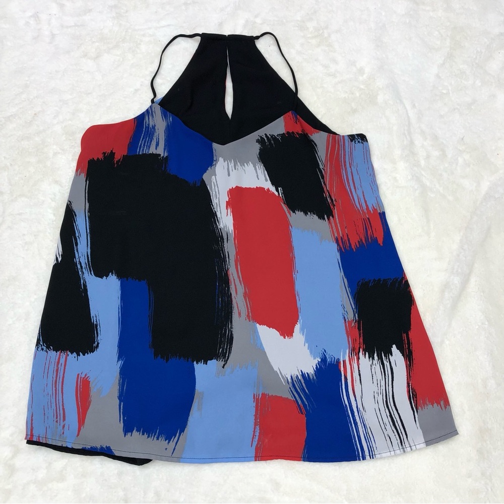 Express Barcelona cami small reversible to black Abstract paint Print Top